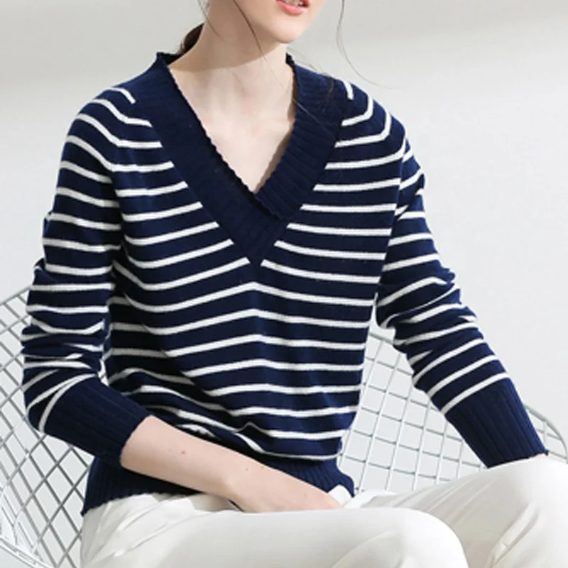 
Wholesale warm cashmere sweaters fashion knitted pullover for ladies 