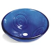 Blue color water transfer printing bathroom glass basin hangzhou sanitary ware