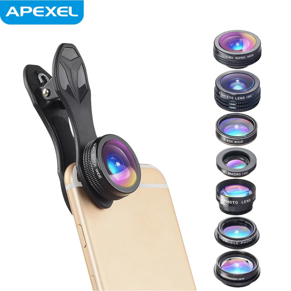 

Wholesale 0.36x super wide angle macro fisheye kaleidoscope CPL camera lens for iPhone mobile phone, Black