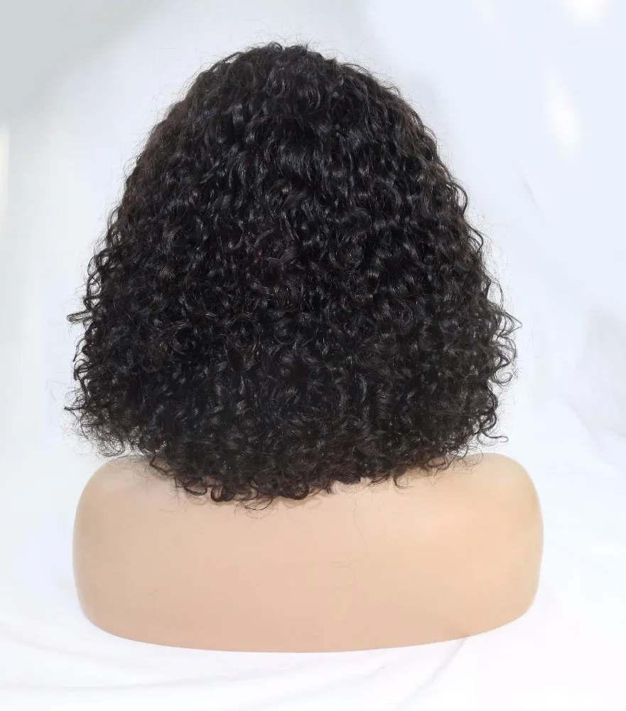 

180% density short curly wig same length on tip lace front wig brazilian human hair side part lace front wig