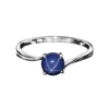 925 Sterling Silver Rhodium Plated Ring with Natural Blue Star Sapphire