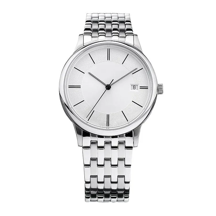 

watch design men custom oem water proof white Stainless Steel crystal steel men watch supplier, Silver