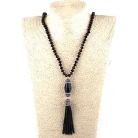 

Fashion Knotted Crystal Handmade Paved Link Tassel Necklace For pendant Women Necklace