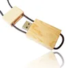High quality OEM Wood USB Stick Necklace wooden Lanyard usb flash drive String pen drive memory 2.0 rope