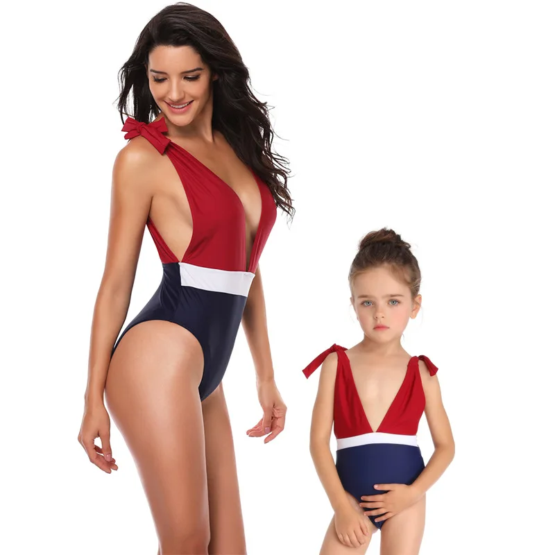 

Girls bikini kids swimwear mother child swimsuit set, Customized colors