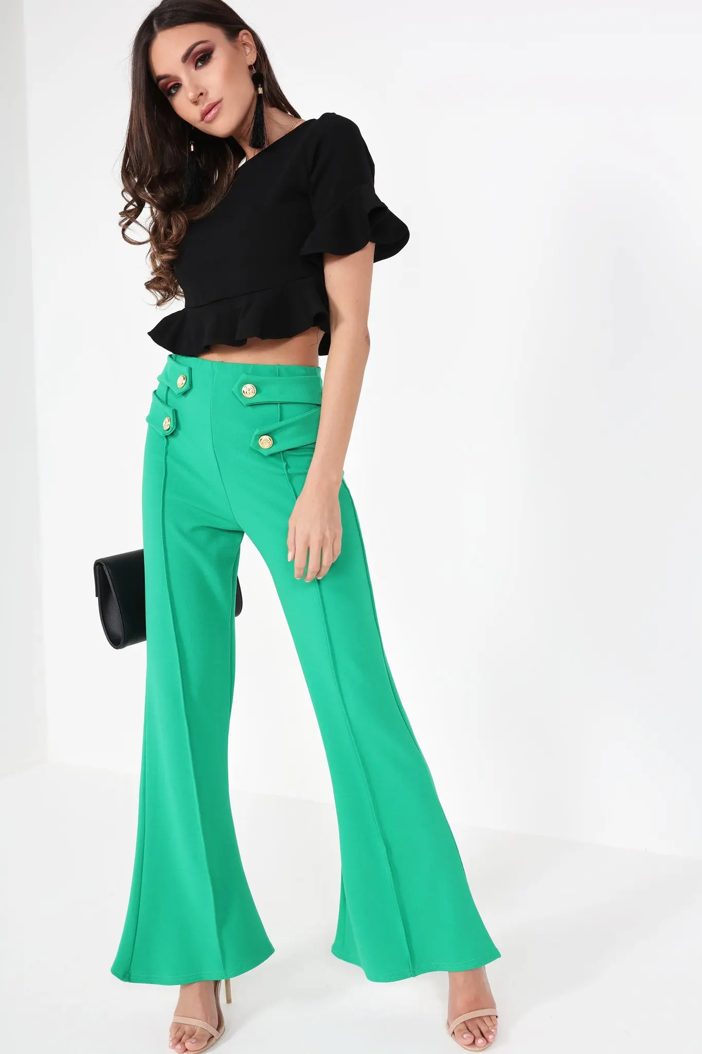 Latest Ladies Bell Bottom Cutting Flare Trousers For Women Clothes ...