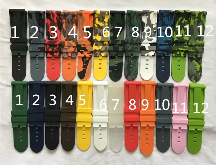 Custom 20mm 22mm 24mm 26mm Camouflage Rubber Strap Pure Color Silicone Watch Band Buy Oem High 9679