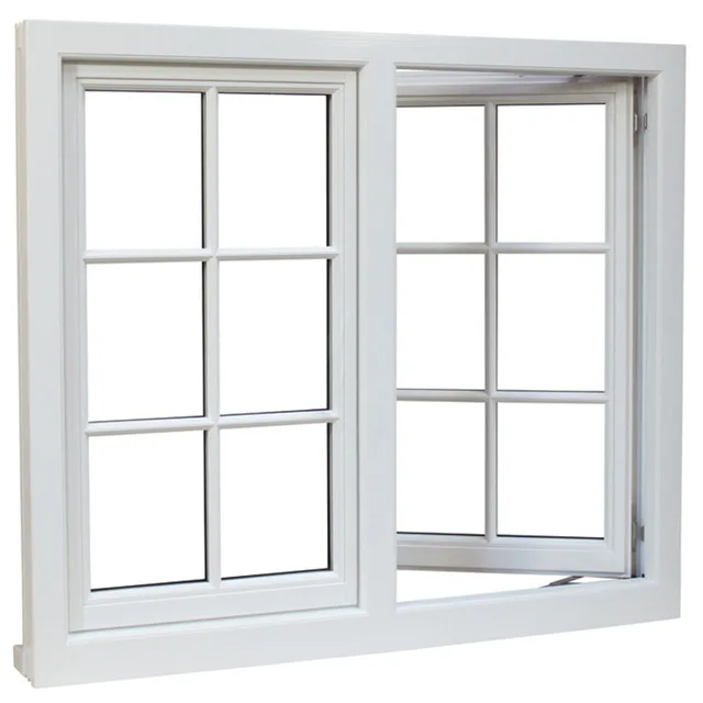Factory High quality low price upvc material Casement Transom Window upvc profiles windows plastic Pvc frame glass window