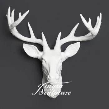 large white resin deer head