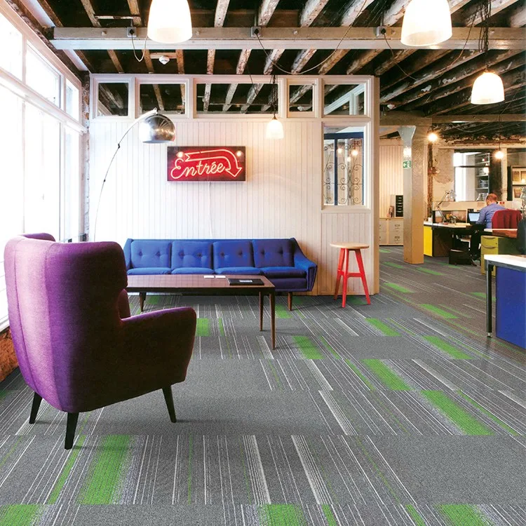Pvc Backing Nylon Bright Color Square Commercial Anti Static Carpet