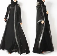 

2020 new solid color elegant Muslim women dress Islamic clothing Dubai Abaya robe