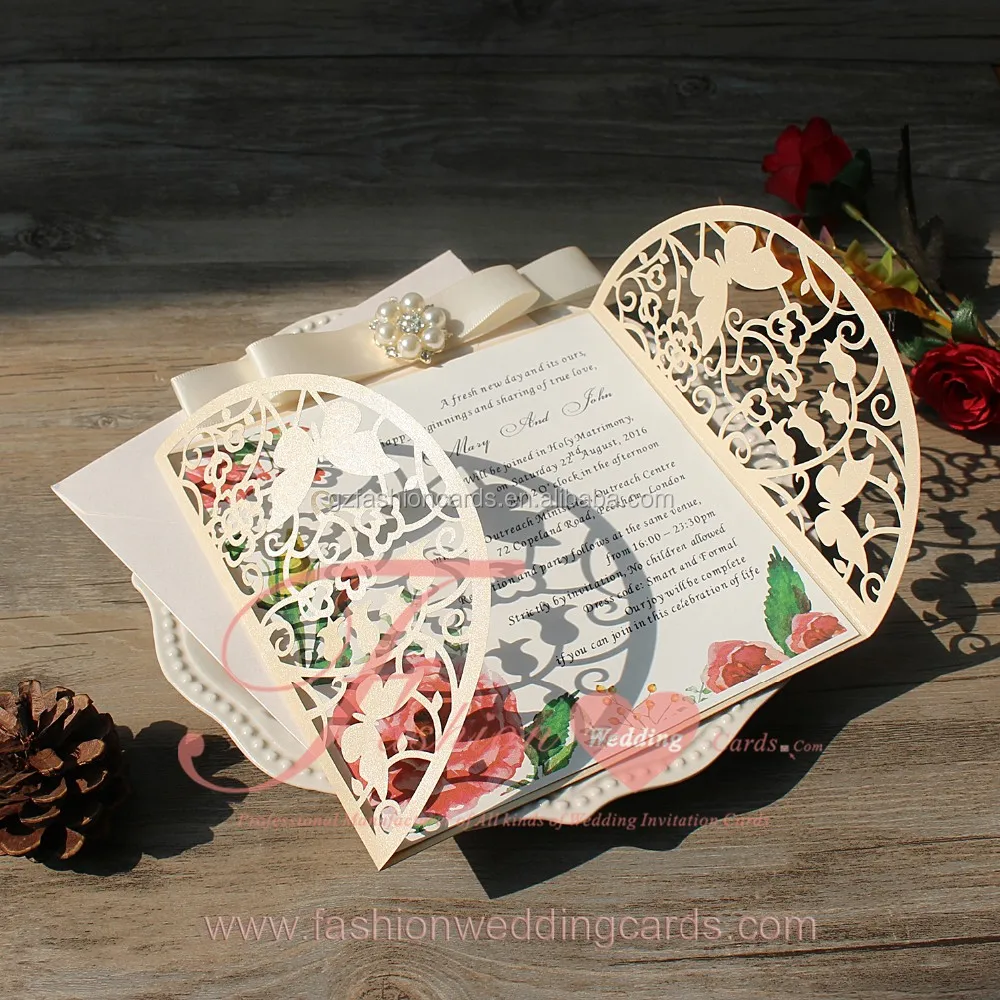 Diy Handmade Lily Lembah Laser Cut Kupu-kupu Undangan 