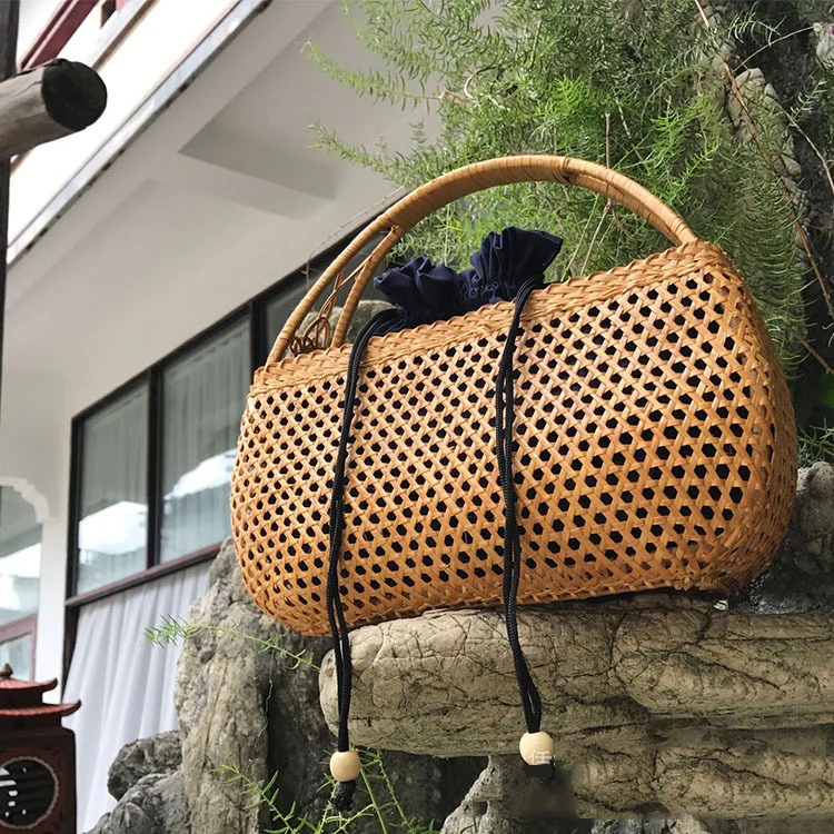 

Angedanlia vietnam style cheap shoulder big rattan straw tote beach bag