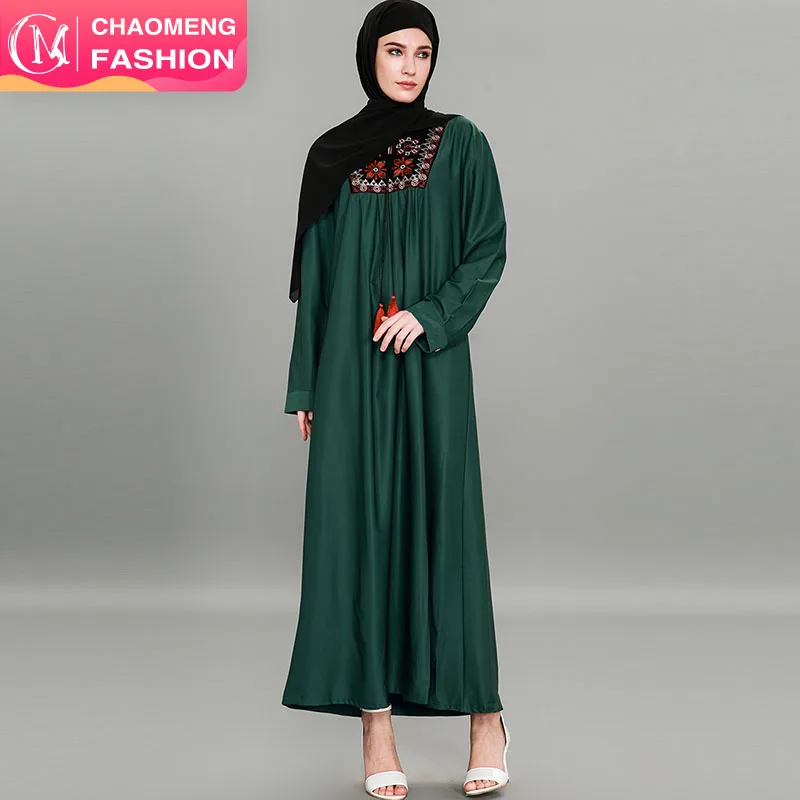 

9070# Arabic Long Ethic Sleeve Embroidery Dresses in green