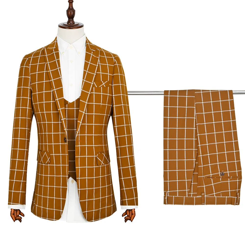 

Wholesale Customized 3 Piece TR Plaids Men Suit