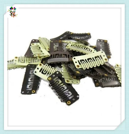 Black Hair Piece Snap Clips Extensions Wig Weft 33x16mm_.jpg