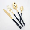Hotel Tableware Set Cutlery Stainless Steel Gold Black Long Handle Flatware Set With Box Packing