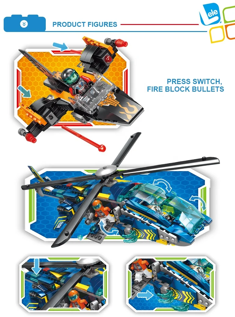 
LELE BROTHER Tech Police Building Bricks Helicopter Kids Educational DIY Blocks Toy 