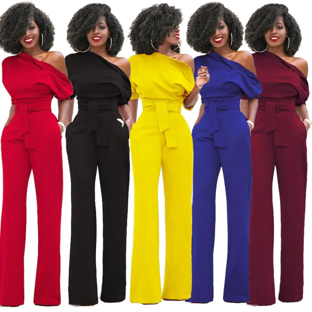 Jumpsuits for women 2018 fashion Womens rompers Party Clubwear Playsuit Jumpsuit Wide Leg One Shoulder Long Trousers Pants
