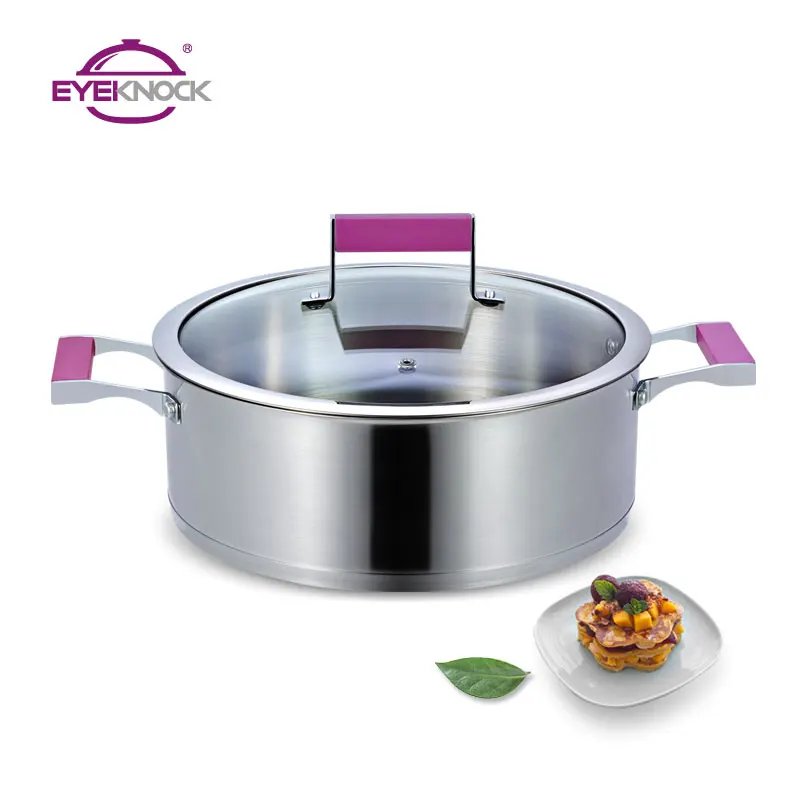 

Silicone handle surgical steel kitchen cookware stainless steel shallow casserole