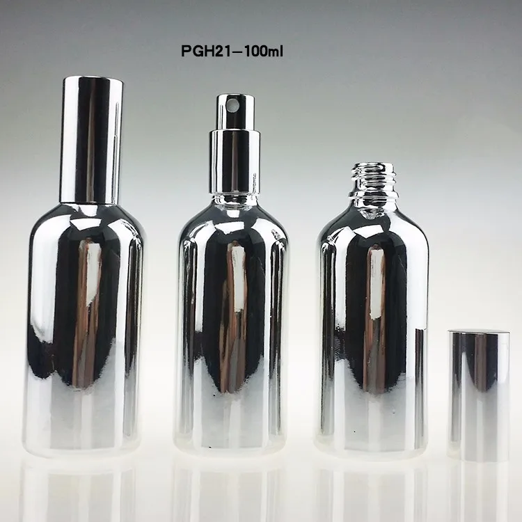 PGH21-100ml Silver Glass Perfume Pump Bottle (1)