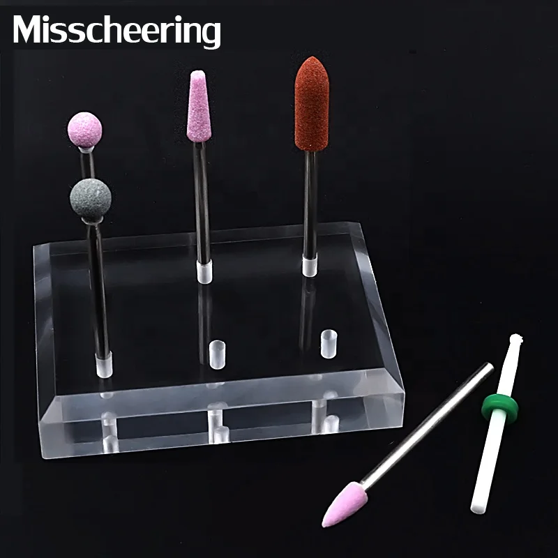 

Misscheering 1 Pcs Transparent Acrylic Nail Drill Bit Holder Exhibition Stand Display 6 Holes Nail Art Manicure Machine Tools, Transparent / clear