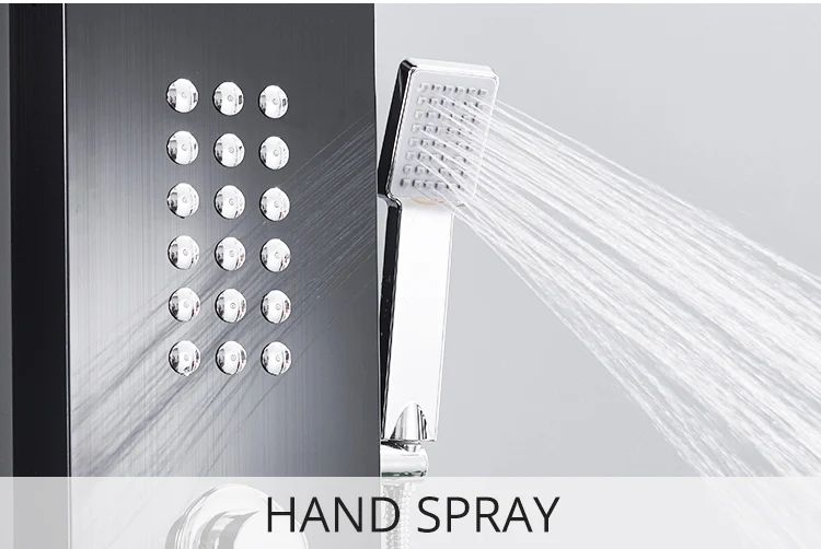 Fapully Bathroom Shower Panel Parts Black Titanium Bathroom Stainless Steel Shower Panel