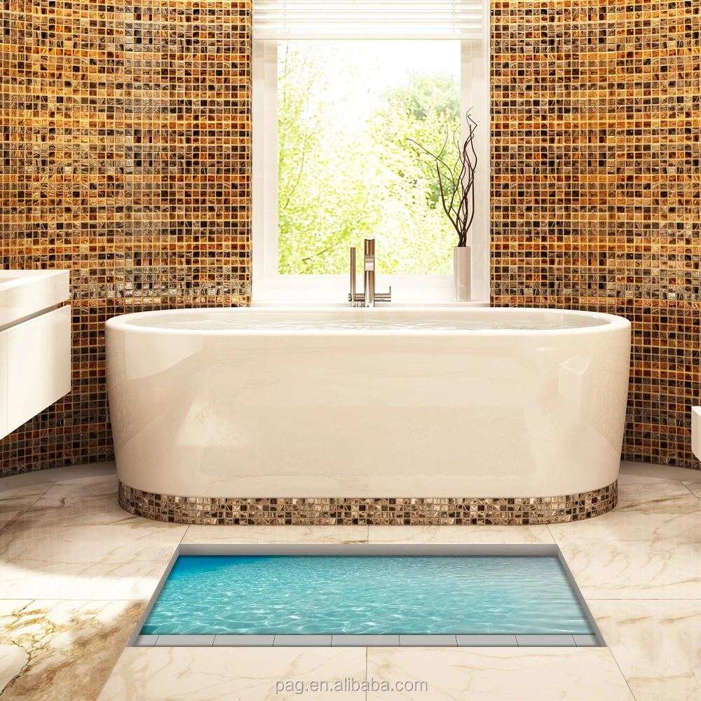 Usine gros 3d sol autocollants home decor pour salle de bains ...
