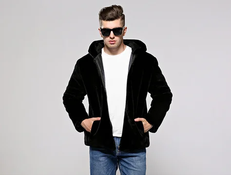 2017 new men fur coat jacket fox fur hooded thick autumn fur coat coat men's clothing