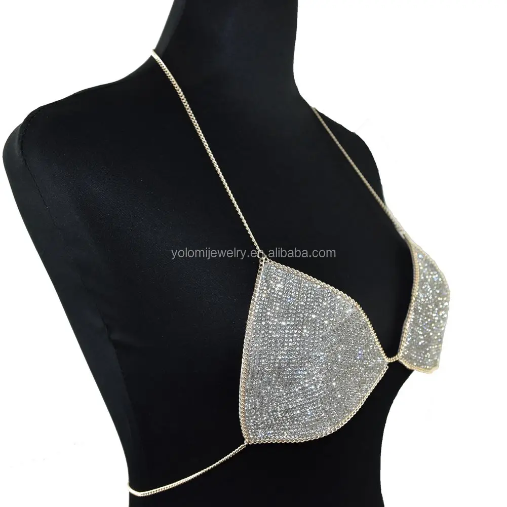 

Sequin Bra Top Bralette Bikini Body Chain Harness Bra Chain Sequin Bra Chain Jewelry 0110A, As the picture