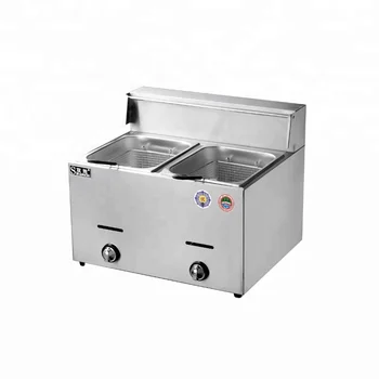 Gas Fryer Machine 1 Tank 2 Basket Potato Chips Fryer Machine Gas ...