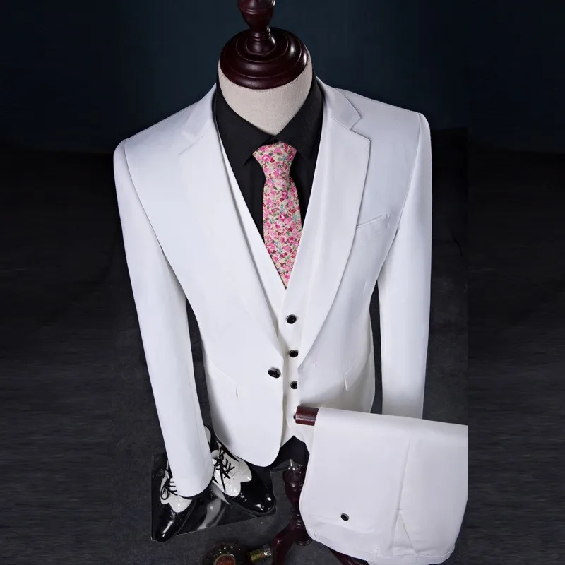 European Style Vintage White Men Suit With Stand Collar Prince ...