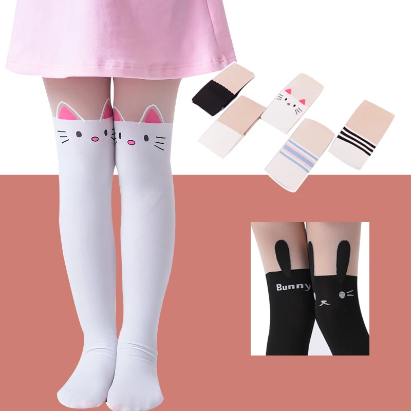 

50D Kids Custom White Seamless Girls Printed Dance Tights Children Pantyhose Nylon