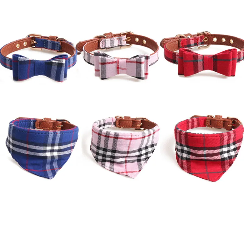 

Amigo New designer luxury wholesale pet collar leash bow tie collar bandana bowknot dog collar leash, Blue/pink/red