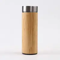 

Bamboo fiber double wall insulated water bottle with stainless steel tea infuser engrave logo available 300ml 420ml 500ml