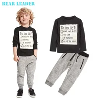 

Bear Leader Baby boy clothes 2019 New Winter and Autumn Dark Grey long sleeve t-shirt + casual long pants 2pcs suit kids clothes