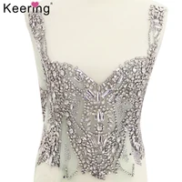 

wholesale fashion handmade large rhinestone crystal applique for dress WRA-802