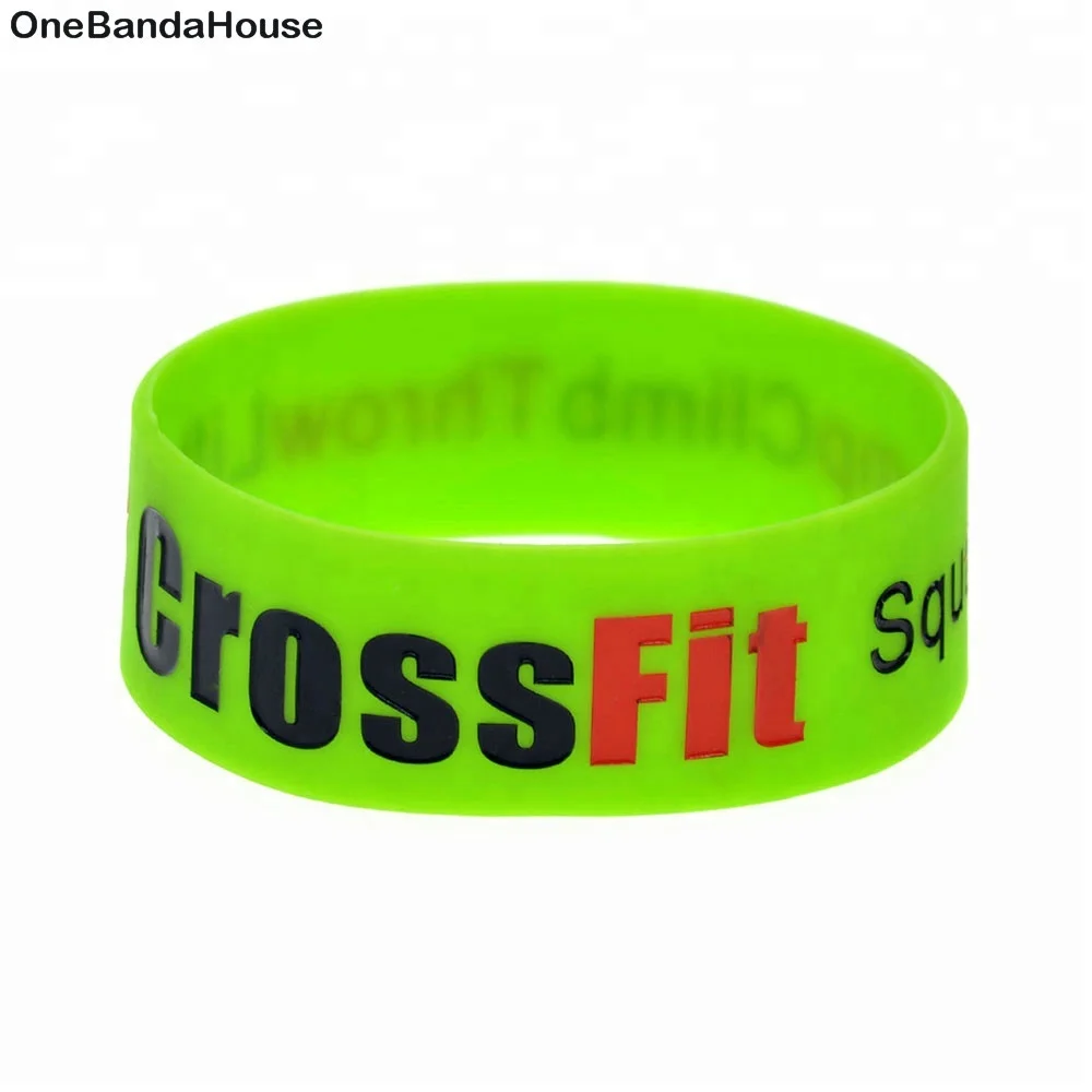 

25PCS/Lot 1 Inch Wide Squat Jump Climb Throw Lift CrossFit Silicone Wristband Bracelet, Black;pink;purple;green;blue and white