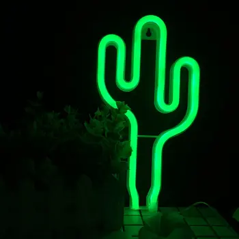 Home Wall Decor Cactus Xmas Tree Shape Artwork Led Neon Signs