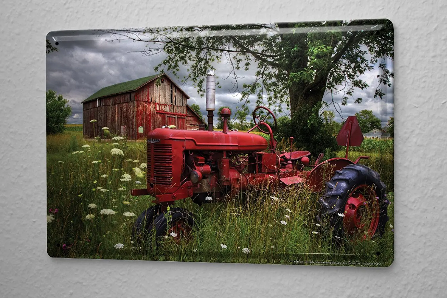 Get Quotations · Retro Tin Sign Tractor Factory Tractor Barn ago Metal  Plate 8X12"