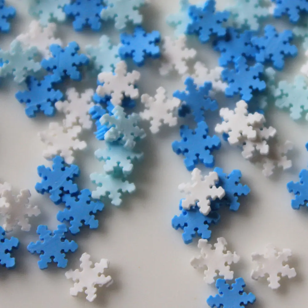 Polymer Clay Sprinkles Snowflake Shaped Sweets Deco Parts Polymer Clay Snowflake Flat Back Cabochon Decoration