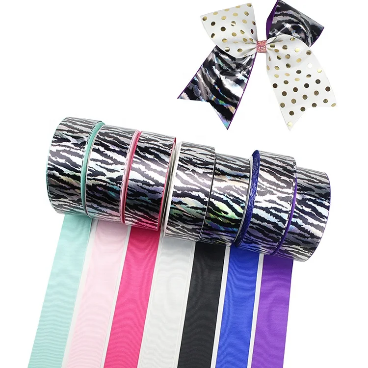 

Seven Colors Zebra Hologram Printed 3" Grosgrain Ribbon For Cheer Leading Hair Bow, Request