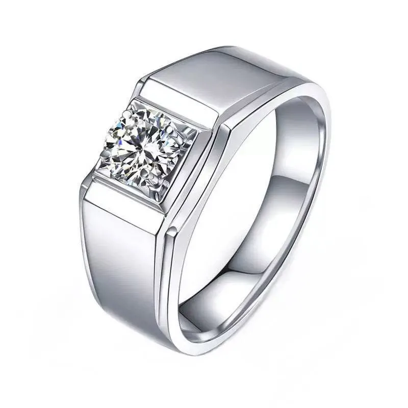 14k White Gold 3 Carat Vvs Moissanite Diamond Wedding Ring For Men ...