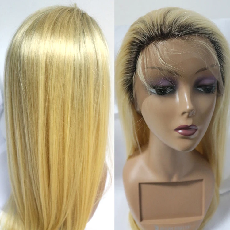 

150% density #613 ombre full lace wig, 12 14 16 18 20 22 24 inche brazilian hair blonde full lace wig dark roots, N/a