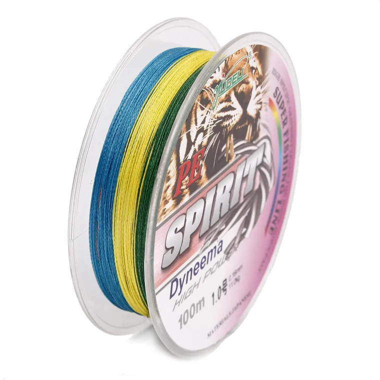 5 Colors Multicolored Dongyang 100M 4 Stands Braided Fishing Line PE line Multifilament Fishing Line 10LB-100LB, 5 color;multicolored(ten meter for one color)