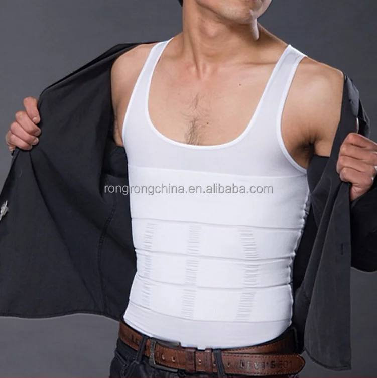 

Men's Body Shaper Slimming Shirt Tummy Waist Vest Lose Weight Shirt, Men's Elastic Sculpting Vest Thermal Compression Base Layer, White/black
