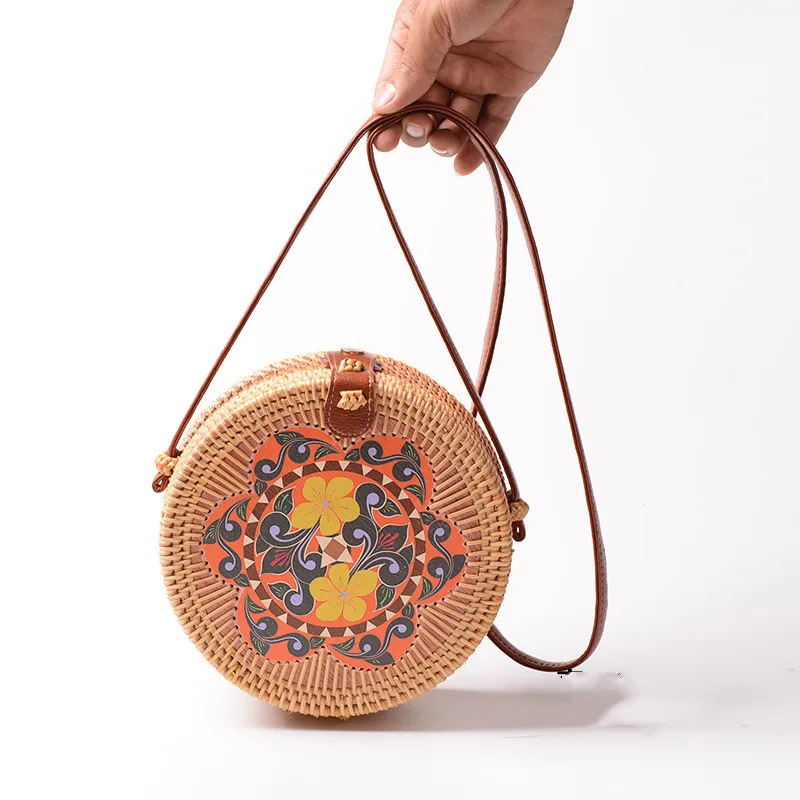 

Bali new print handmade summer beach rattan bag, Natural rattan color