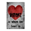 Inspirational Rustic Decor with Quote Home is Where The Heart is Sign Red Heart on Grey Background Giclee Print For Home Decor