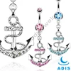 Surgical steel jeweled wholesale banana pierced anchor dangle special navel ring