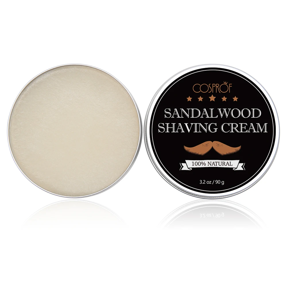 

Private Label 100% Natural Sandalwood Scent 90g Beard Removal Shaving Soap Cream For Men Beard Grooming Care